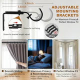 Corner Curtain Rod for Windows - L Shaped 30 to 136 Inches Adjustable,1 Inch Heavy Duty Corners Window Curtain Rods, 180° Connector Angled Drapery Pole -Black