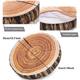 HYSEAS Decorative Round Throw Pillow, 3D Digital Print Comfortable Funny Cute Wood Log Pillow Circle Seating Floor Cushion for Home, Couch, Sofa, Bedroom, Living Room Decor, Stump, 2 Pack