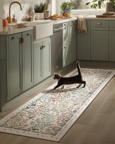 Washable Kitchen Rug Runners for Hallways: 2'x6' Bedroom Rug Non Slip Low-Pile Stain Resistant Indoor Floor Carpet Runner for Indoor Entryway Hallway Laundry Room Beside Farmhouse