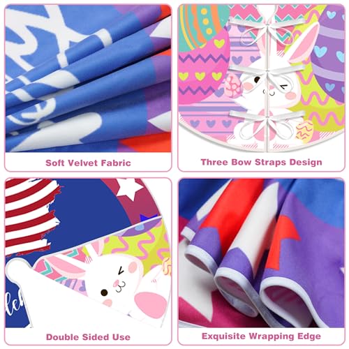 15 Inch Mini Easter Tree Skirt 4th of July Tree Skirt American Flag Day Memorial Day Double Sided Print Mat Independence Day Easter Holiday Party Home Tabletop Christmas Tree Decoration