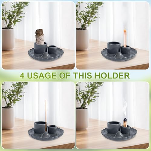 Palo Santo Sticks Holder, 4 in 1 Incense and Candle Holder for Burning Sage and Sticks for Burning, Ash Catcher Tray for Meditation Yoga Room