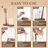 2 in 1 Incense Holder for Sticks with Glass Ash Catcher, Upside Down Anti-Ash Incense Stick Burner for Outdoor Patio, Modern Vertical Incense Holder for Home Decor, Spa, Meditation and Reddish Brown
