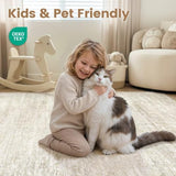 9x12 Area Rug for Living Room, Abstract Washable Carpet, Pale Beige