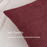 HWY 50 Throw Pillow Covers 18x18 Inch Soft Chenille Burgundy Red Pack of 2