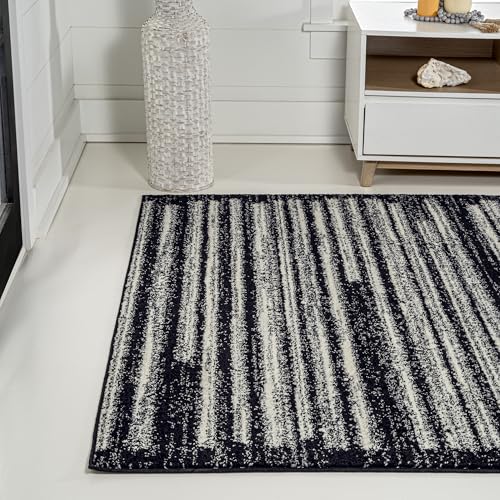 JONATHAN Y Khalil Modern Berber Stripe Black/Cream Indoor Area Rug, 3x5, Contemporary, Bohemian, Easy-Cleaning for Living Room, Bedroom, Kitchen, Pet Friendly, Non-Shedding (MOH207F-3)