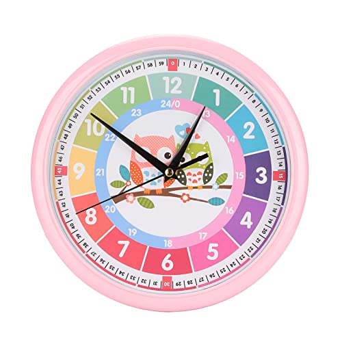 Milltrip Children Hanging Clock, Wall Clock Plastic Cartoon Colorful Quartz Time Learning Hanging Clock for Kid's Bedroom Classroom()