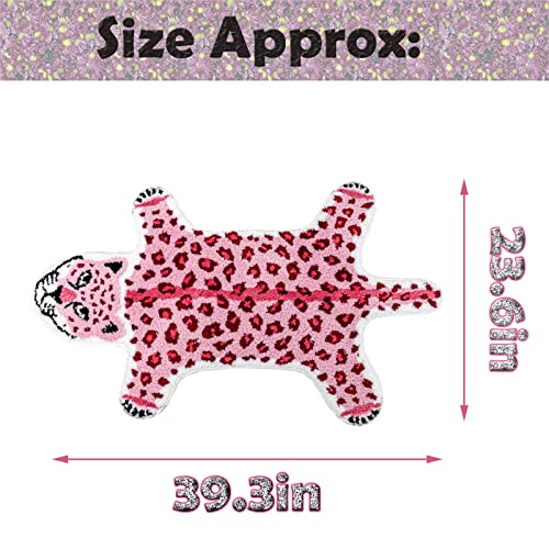 ZSCYD-yingda1992 Leopard Shaped Animals Bath Mat Non-Slip Bathroom Door Mat for Bedroom Bathroom Kitchen Cartoon Area Rug for Tub Soft Bathtub Home Decor Pink