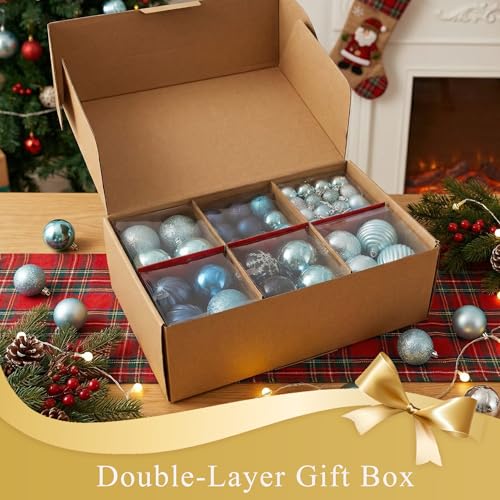 LOVEINUSA 100PCS Shatterproof Christmas Ornament Ball Set, Assorted Glitter Baubles for Tree Decorations and Wreaths