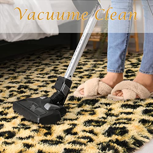 HOMORE Premium Leopard Fluffy Rugs, Leopard Print Rug for Living Room Bedroom,Soft Cheetah Print Rug for Kids Children Room, Faux Animal Printed Carpet for Western Decor,3x5 Feet Black and Khaki