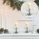 12 PCS Silver Crystal Flower Tea Light Holder, Bulk Glass Tealight Candlestick with Metal Base, Votive Candle for Table Centerpiece, Wedding,Parties Decor, Nice Gift