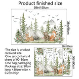 Amaonm 4 Sheet of 12x36 inch Giant Mountain Forest Tree Wall Decal Woodland Deer Bear Fox Birds Wall Stickers 3D DIY Peel and Stick Jungle Wild Animal Pine Wall Decor for Kids Boys Bedroom Playroom