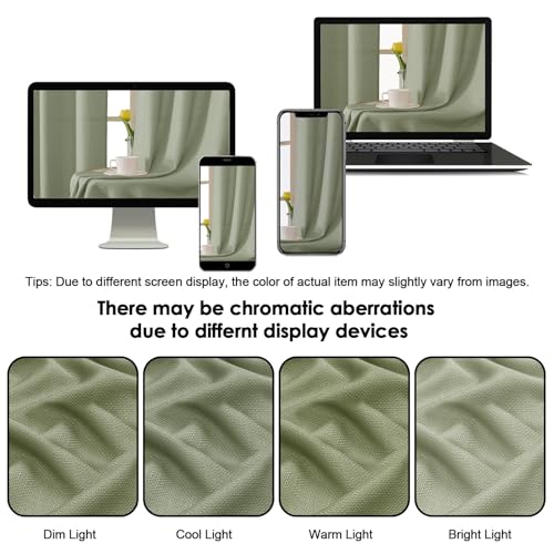 OWENIE Bob 2 Panels Sage Green Kitchen Curtains Sets for Windows 36 Inch Length, Faux Linen Textured Short Cafe Curtains Tiers for Kitchen, Rod Pocket Small Window Drapes for Bathroom, 30Wx36L Inch