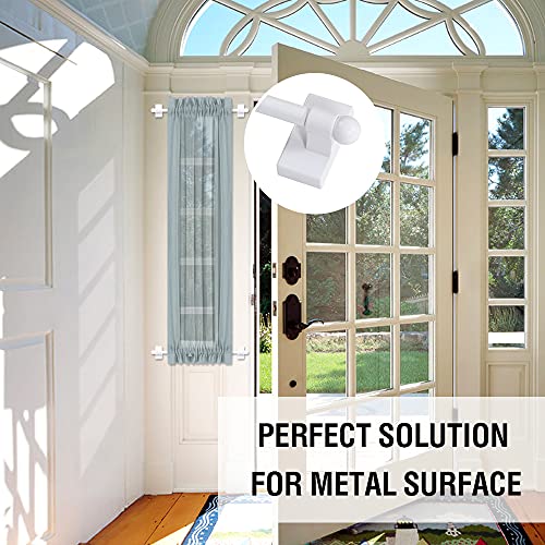 Magnetic Curtain Rods for Metal Doors Multi-Use Curtain Rods for Small Windows Cafe Sidelight and Iron Steel Places, 1/2 Inch Diameter, Tool Free (2 Pack, Adjust from 16 to 28 Inch, White)