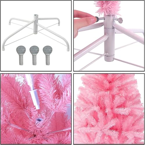 4FT Artificial Christmas Tree, Xmas Pine Tree with Metal Xmas Tree Stand,Pink Christmas Tree for Holiday, Home, Office, Party Decoration
