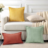 Mecatny Corduroy Fall Throw Pillow Covers 16x16 Set of 2 Mustard Yellow