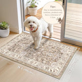 LOKHOM 2x3 Washable Area Rugs, Boho Floral Non-Slip Carpet Rug, Beige