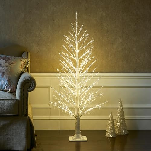 LITBLOOM 4FT Alpine Tree 450 LED Fairy Lights, White Twig Tree with Lights for Indoor Outdoor Home Thanksgiving Christmas Decorations