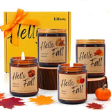 Fall Candles, Fall Decorations for Home - Fall Gifts for Women, Natural Soy Wax Scented Candles Set(4pcs)