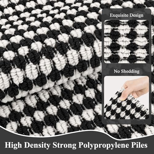 Indoor Door Mat 2x3ft, Absorbent Muddy Mats for Dogs, Low-Profile Entrance Welcome Mat with Non-Slip Rubber Backing, Washable Runner Carpet for Hallway,Entryway,Kitchen (Black)