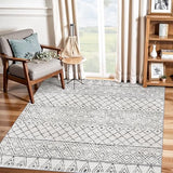 Washable Square 4x4 Moroccan Rug:Modern Boho Non Slip Area Rugs Grey