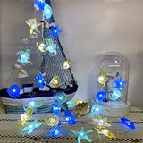 Ocean Beach themed Sea Life Cute Fairy Decorative String Lights Battery Operated, Seahorse Starfish Sea Turtle Clam Nautical Rope Lights Lit by 30 LEDs 10 ft for Holiday Camping Mermaid Wedding