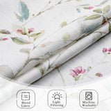 Chyhomenyc Roman Linen Blend Curtains 45 Inch Length 2 Panels, Light Filtering Soft Airy Leaf Floral Printed Rod Pocket Textured Window Treatment Drapes for Living Room Bedroom, 38Wx45L Inch, 2 PCS