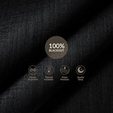 Boolegon Cordless Blackout Roller Shades for Windows, Free-Stop Linen Shades with Valance, Thermal Insulated Fabric, UV Protection Roller Blinds for Home, Office (Black, 15" W x 48" H)