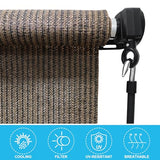 Amagenix Outdoor Roller Shades, 220GSM HDPE Exterior Cordless Patio Shades Roll Up Outdoor Blinds for Porch Gazebo 10'(W) x 8'(H), Spliced Poles Design, Mocha