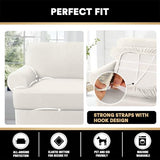PrinceDeco T Cushion Loveseat Slipcover - 3 Pieces Sofa Cover for 2 Cushion Couch with 2 Individual T Shape Seat Covers Width Up to 76 Inch - Stretch, Machine Washable, Porcelain