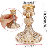 OwnMy Gold Glass Taper Candle Holders Decorative Glass Candlestick Holders
