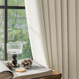 FMFUNCTEX 100% Beige Blackout Curtains for Bedroom, Cream Weave Textured Curtains 72 Inches Long Thermal Insulated Curtains for Living Room, Farmhouse Drapes Grommet Room Darkening 2 Panels