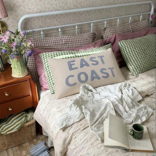 Coastal Decor, Blue Coastal Throw Pillow Cover 12x20, Coastal Room Decor, Blue Dorm Decor, Coastal Preppy Trendy Retro East Coast Coquette Decor for Girls Room College Sofa Couch