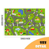 Non-Slip Town City Road Map Playmat for Boys, Perfect for Playroom and Bedroom, Car Track Mat - 4'11" x 3'3"(Rectangular)