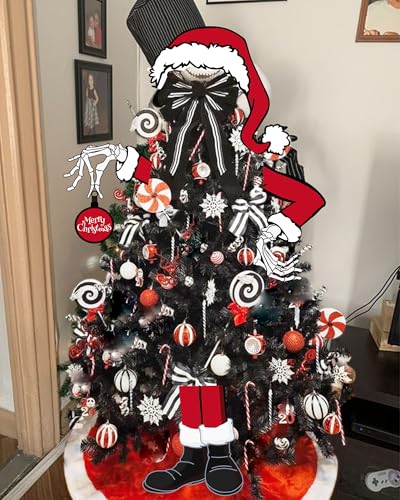 OFIHIDO Large Christmas Tree Topper,Gothic Halloween Christmas Decor for Tree,Halloween Christmas Decorations