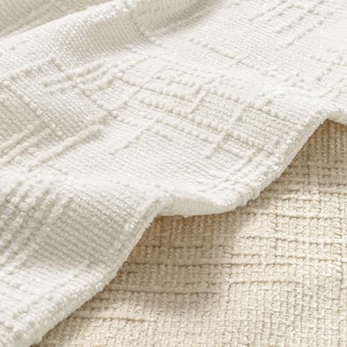 MIULEE Textured Throw Pillow Covers Thick Chenille Decorative Pillows Cream White 18x18 Inch Set of 2 Modern Boho Farmhouse Home Decor Neutral Cushion Covers for Couch Sofa Living Room Bedroom