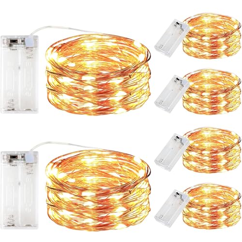 innotree 6 Pack LED Fairy String Lights Battery Operated with Timer, 10Ft 30LEDs Battery Powered Copper Wire Mini Firefly Twinkle Lights for Bedroom, Christmas, Wedding, Party Decoration, Warm White