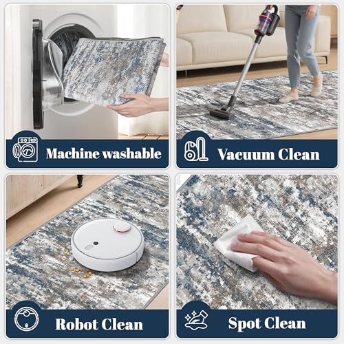 Runners for Hallways Ultra Non-Slip 2x10 Long Runner Rugs Washable Abstract Tear and Stain Resistance No Pile Lightweight Modern Rug Runners for Entryway, Kitchen, Walkway, Entrance, Multi