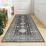 2x5 Runner Rug Washable Non Slip Small Mat for Entry Hallway, Charcoal Gray