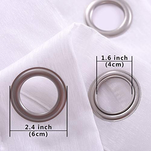 White Sheer Curtains 84 Inches Long Set 2 Panels Grommet Pair Faux Linen Semi Transparent Drape Tulle Gauze Voile Window Sheer Curtains for Bedroom Living Room Dining Wide 52 Length Solid Pack