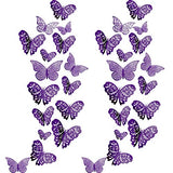 Bememo 72 Pieces 3D Butterfly Wall Decals Sticker Decal Wall Decor Art Decorative Sticker 3 Sizes for Room Offices Bedroom Bathroom Living Room Decor(Purple)