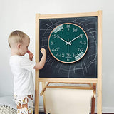 QINFIEY 12 Inch Math Wall Clock Silent Non Ticking Movement Quality Quartz Wall Clock for Office Classroom/School/Home/Kitchen/Living Room Wall Decorations (Green)