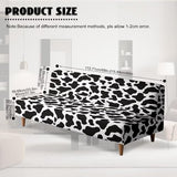 Black White Cow Pattern Armless Futon Cover, Machine Washable Sofa Slipcover with Stretch Bottom Anti-Slip Non Armrest Couch Chair Covers