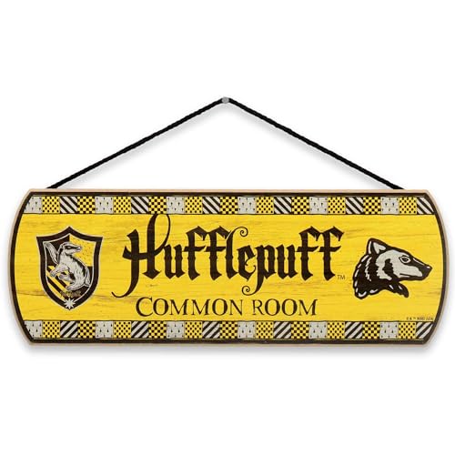 Harry Potter Hufflepuff Common Room Hanging Wood Wall Decor - Fun Hufflepuff Sign for Teen Bedroom or Movie Room
