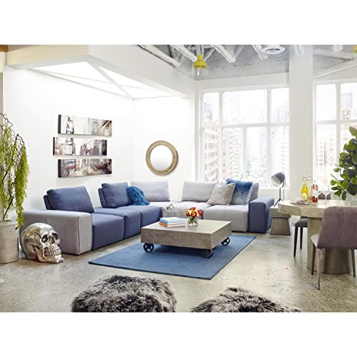 Moe's Home Collection Lamb Fur Pouf, Black Snow