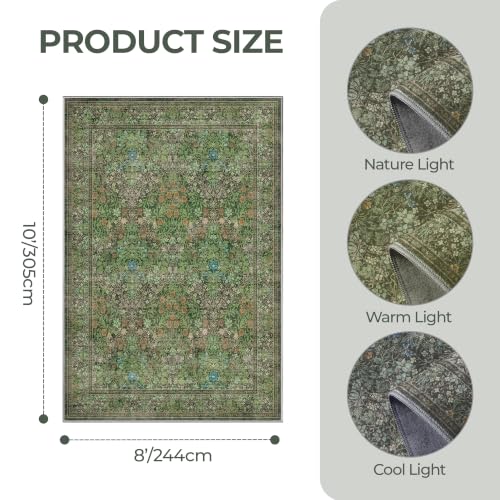 8x10 Area Rugs Floral Large Area Rug Living Room Rug, Green