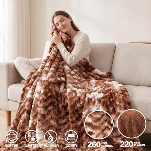 Electric Heated Blanket Throw Size 50"x60", Soft Sherpa Faux Fur Heating Blanket with 10 Adjustable Heat Settings, Fast Heating, 1-8 Hour Timer Auto Shut Off & Overheat Protection & Machine Washable