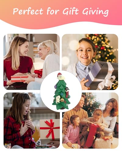 Refintural 5.1 Inch Resin Christmas Cat Tree - Perfect for Office, Home or Gift - Adorable Mini Christmas Tree with Cute Cat Kitten Figurines Cute Christmas Decoration for Cat Lovers
