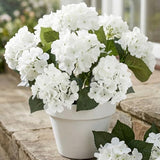 Daynight 4 Pcs Hydrangea Artificial Flowers Outdoor Silk Bouquets, UV Resistant Faux Hydrangeas Flowers for Table Vase Centerpieces Outside Party Wedding Baby Shower Home Outdoor Decor (4, White)