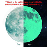 Glow in The Dark Moon Wall Decals 11.8 inch Luminous Sticker at Night, Perfect Ceiling or Wall Decor for Kids' Bedroom