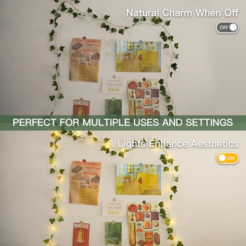 suddus Fake Vines with Lights Battery Operated, 20 LED 6.56FT Ivy Garland Fairy Lights with Timer, Leaf String Lights for Bedroom,Room,Window,Wall,Party,Garden,Wedding Indoor Decor (Warm White)